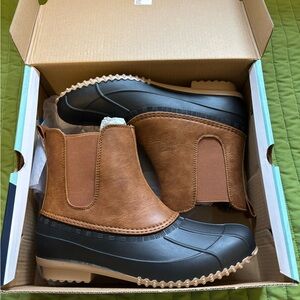 Women’s Magellan Waterproof Brown and Navy Duck Boots